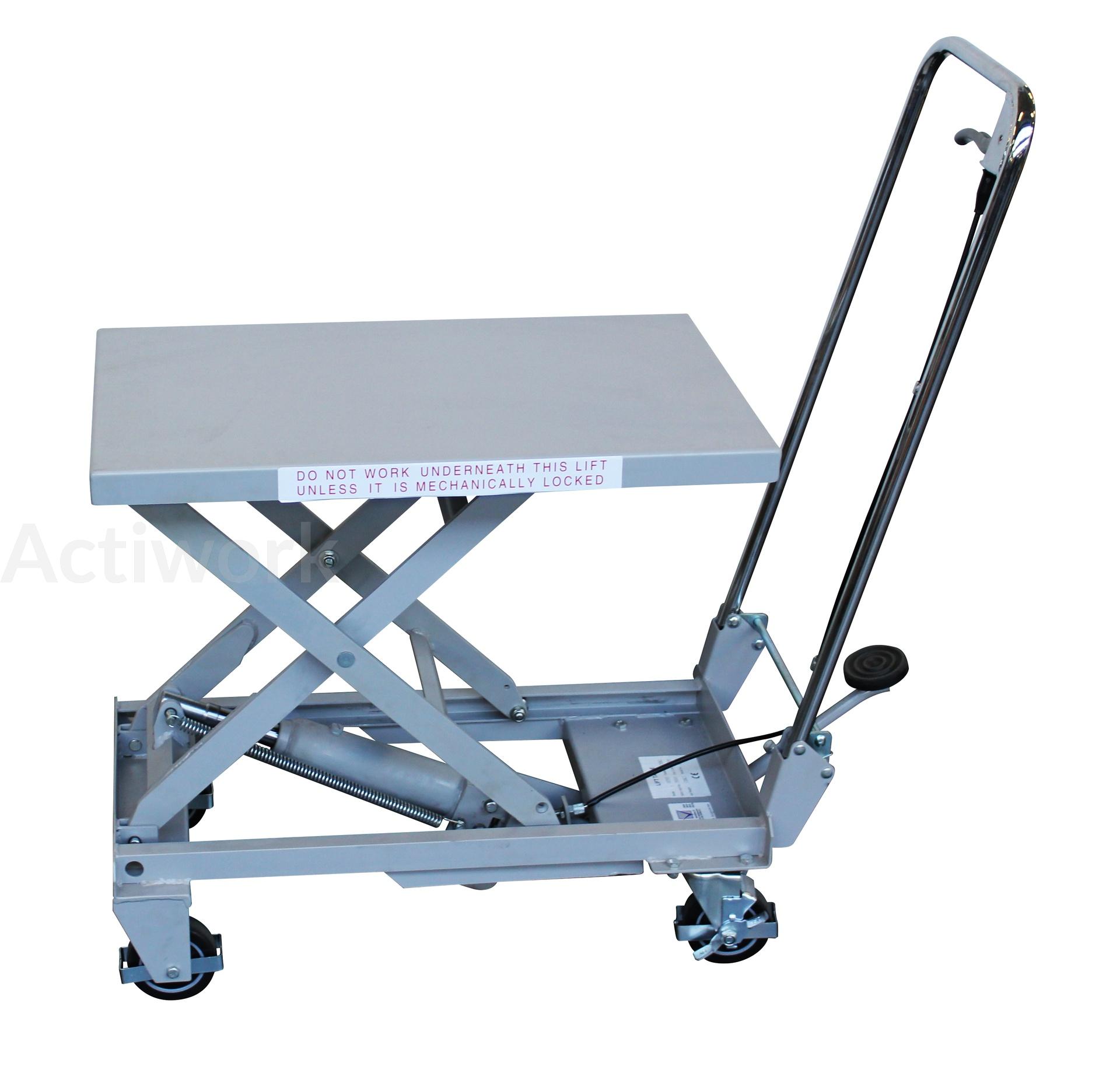 Table Ã©lÃ©v mobile manuel Ht 730mm Cap 100kg ALUMINIUM